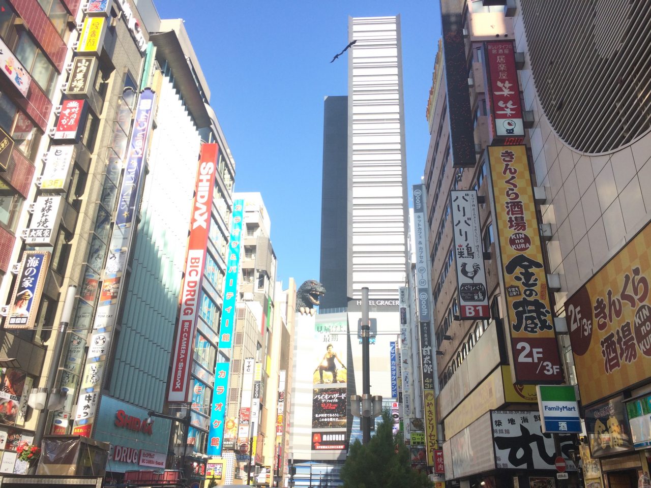 新宿東宝ビルと歌舞伎町の街並みの写真