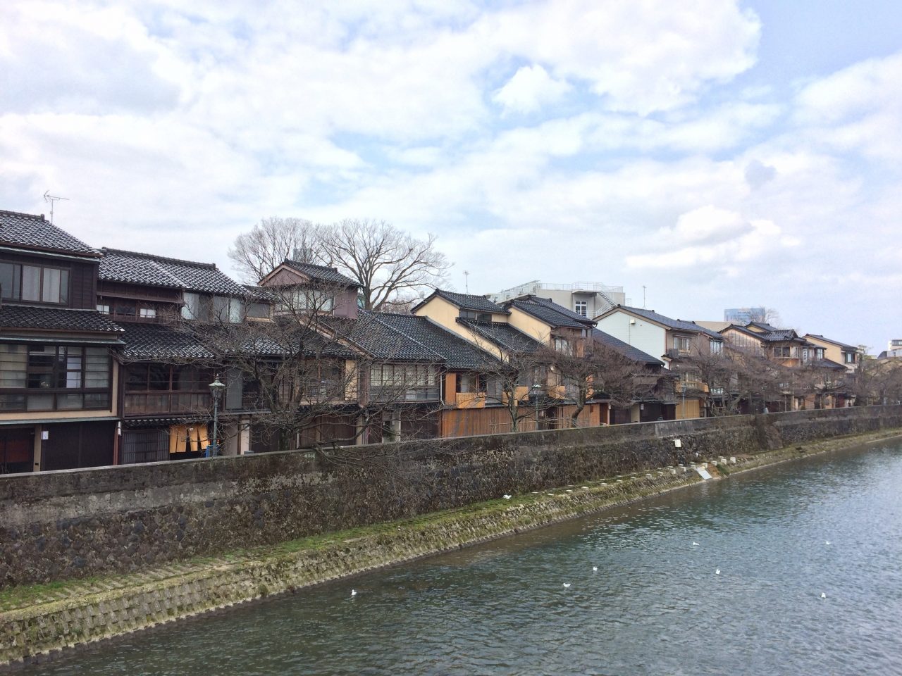 浅野川と主計町茶屋街の街並み1の写真